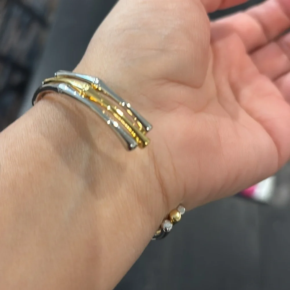 Rustic Cuff Two Tone Gold Silver Tone Bracelet New in Bag Gift